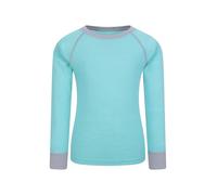 Mountain Warehouse Merino Kids Round Neck Thermal Baselayer Top - Long Sleeve, Lightweight, Antibacterial, Breathable & Quick Dry T-Shirt - Travelling & Outdoors Mint - Unicorn Kids Size 11-12 Years