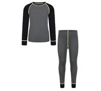 Mountain Warehouse Merino Kids Round Neck Thermal Baselayer Top - Long Sleeve, Lightweight, Antibacterial, Breathable & Quick Dry T-Shirt - Travelling & Outdoors Alloy Grey Kids Size 3-4 Years