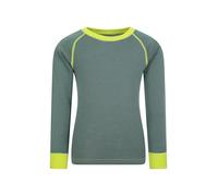 Mountain Warehouse Merino Kids Round Neck Thermal Baselayer Top - Long Sleeve, Lightweight, Antibacterial, Breathable & Quick Dry T-Shirt - Travelling & Outdoors Khaki Kids Size 9-10 Years