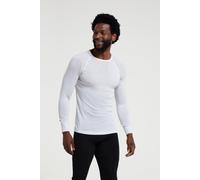 Mountain Warehouse Merino Mens Long Sleeve Thermal Baselayer Top - Lightweight Jumper, Antibacterial & Quick Drying Sweatshirt - for Travel & Outdoors White S