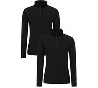 Mountain Warehouse Merino Mens Base Layer Top Multipack - Isotherm, Moisture Wicking & Antibacterial Tee - Best for Autumn Winter, Camping, Outdoors, Travelling & Hiking Black (2 Pack) 2XL