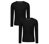 Mountain Warehouse Merino Mens Base Layer Top Multipack - Isotherm, Moisture Wicking & Quick Drying T-Shirt - Best for Autumn, Winter, Camping, Outdoors & Hiking Black (2 Pack) 2XL