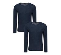 Mountain Warehouse Merino Mens Base Layer Top Multipack - Isotherm, Moisture Wicking & Quick Drying T-Shirt - Best for Autumn, Winter, Camping, Outdoors & Hiking Navy (2 Pack) XS