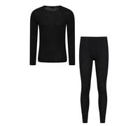 Mountain Warehouse Merino Mens Thermal Top & Pant Set - Lightweight Comfortable Top & Bottoms Set - Autumn Winter, Outdoors, Travelling & Hiking Black XXS