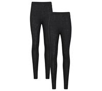 Mountain Warehouse Merino Womens Baselayer Pants 2-Pack - Elastic Waistband, Breathable, Moisture Wick Leggings - Best for Autumn, Winter, Outdoors & Travelling Black Women's Size 10