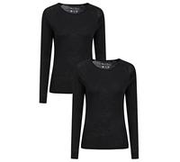 Mountain Warehouse Merino Womens Round Neck Top 2-Pack - Lightweight & Moisture Wick Breathable Baselayer - Best for Spring Summer, Outdoors, Travelling & Hiking Black (Multipack) Women's Size 16