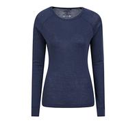 Mountain Warehouse Merino Womens Thermal Baselayer Top - Lightweight, Antibacterial & Breathable Ladies T Shirt - for Travel, Hiking, Camping, Skiing, Snowboard Navy Women's Size 12
