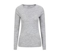 Mountain Warehouse Merino Womens Thermal Baselayer Top - Long Sleeves Ladies Thermal T-Shirt, Zip Neck Top, Lightweight, Easy Care Tee - for Travel & Outdoors Light Grey Women's Size 6