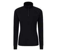 Mountain Warehouse Merino Womens Zip-Neck Thermal Top - Long Sleeves Ladies T-Shirt, Zip Neck Top, Lightweight, Easy Care Tee - Spring Summer, Travel, Outdoors Black Women's Size 20