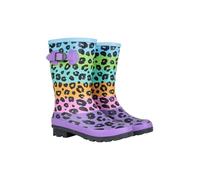 Mountain Warehouse Mid Height Kids Rubber Wellies - Waterproof & Easy To Clean Boots with Deep Lugs - Spring Summer, Walking & Outdoors Bright Blue Junior Shoe Size 4