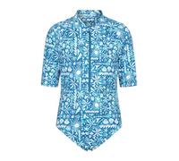 Mountain Warehouse Mira Kids Printed Rash Vest Swimsuit - Lightweight & Stretchy Swimshirt with Central Front Zipper - Spring Summer, Swimming, Diving, Sports Blue Kids Size 7-8 Years