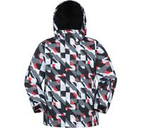 Mountain Warehouse Mogal Printed Kids Waterproof Ski Jacket - Zipped Pockets, Detachable Hood, Snowskirt -Best for Snowboarding, Winter Sports Dark Grey Kids Size 7-8 Years
