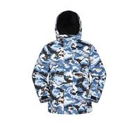 Mountain Warehouse Mogal Printed Kids Waterproof Ski Jacket - Zipped Pockets, Detachable Hood, Snowskirt -Best for Snowboarding, Winter Sports Pale Blue Kids Size 5-6 Years