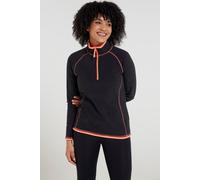 Mountain Warehouse Montana Womens Microfleece - Breathable Ladies Sweater, Quick Drying Pullover, Warm Fleece Jacket, Half Zip - For Spring Summer, Travelling, Outdoors Jet Black Women's Size 12