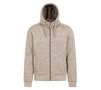 Mountain Warehouse Nevis Mens Fur Lined Hoodie - Warm Soft Fleece Top, Adjustable Hood & Front Pockets Full Zip Jumper - For Spring Summer Walking & Jogging Beige XL