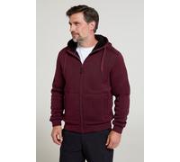 Mountain Warehouse Nevis Mens Fur Lined Hoodie - Soft Fleece Top, Warm, Comfortable, Adjustable Hood & Front Pockets Zip Up Hood - For Winter Walking & Jogging Burgundy 2XL