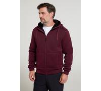 Mountain Warehouse Nevis Mens Fur Lined Hoodie - Soft Fleece Top, Warm, Comfortable, Adjustable Hood & Front Pockets Zip Up Hood - For Winter Walking & Jogging Burgundy S