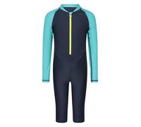 Mountain Warehouse Newquay Kids Long Sleeve Rash Shorty - UV Protect Max, Stretchy with Central Zip - Summer, Swimming, Diving Teal Kids Size 5-6 Years