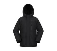 Mountain Warehouse Noah Kids Borg Lined Waterproof Jacket - Sherpa Lined Puffer Coat with Lots Of Pockets, Boys & Girls - Autumn Winter Outdoors, Travelling & Hiking Black Kids Size 11-12 Years