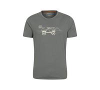 Mountain Warehouse 'Ocean Drive' Mens Graphic T-Shirt Sun Protection Breathable Everyday Tee Charcoal Cotton - Size X-Small