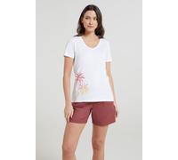 Mountain Warehouse Ombre Palm Trees Womens V-Neck Tee - White - White - Size: 6