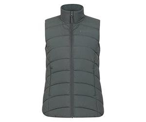 Mountain Warehouse Opal Womens Padded Gilet - Lightweight Body Warmer, Water Resistant Sleeveless Jacket with Front Pockets - Light Rain, Spring Summer Dark Khaki Women's Size 20