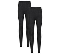 Mountain Warehouse Merino Womens Baselayer Pants 2-Pack - Elastic Waistband, Breathable, Moisture Wick Leggings - Best for Autumn, Winter, Outdoors & Travelling Black (Multipack) Women's Size 6