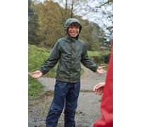 Mountain Warehouse Pakka Kids Waterproof Jacket - Wind Resistant, Lightweight,Breathable Rain Coat for Girls & Boys, Packaway Bag - For Rain, Autumn, Winter Khaki Kids Size 7-8 Years