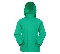 Mountain Warehouse Pakka Kids Waterproof Jacket - Wind Resistant, Lightweight,Breathable Rain Coat for Girls & Boys, Packaway Bag - For Rain, Autumn, Winter Green Kids Size 3-4 Years
