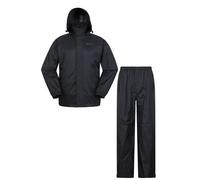 Mountain Warehouse 'Pakka' Mens Waterproof Jacket and Overtrouser Set Lightweight Comfy Outerwear Black Polyamide - Size Large