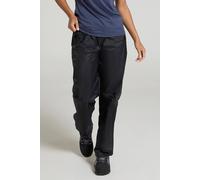 Mountain Warehouse Pakka Womens Waterproof Over Trousers - Packaway Bag, Breathable Rain Pants, Hook & Loop Ankle Opening Ladies Rainwear - for Spring Summer & Outdoors Black Women's Size 10