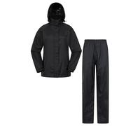 Mountain Warehouse Pakka Women's Jacket & Overtrouser Set - Waterproof 1,500mm Rain Coat & Pant Set with Adjustable Hood & Packaway Bag - All season, Outdoors Black Women's Size 4