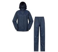 Mountain Warehouse Pakka Women's Jacket & Overtrouser Set - Waterproof 1,500mm Rain Coat & Pant Set with Adjustable Hood & Packaway Bag - All season, Outdoors Navy Women's Size 22