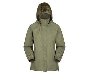 Mountain Warehouse Pakka Womens Waterproof Rain Jacket | Lightweight & Breathable Ladies Coat with Fully Taped Seams, Easy to Pack Packaway Hood & Stuff Bag, For Wet Weather, Walking