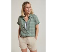 Mountain Warehouse Palm Womens Relaxed Check Shirt - Comfortable, Breathable & Lightweight 100% Cotton Top, Easy Care - for Outdoors & Holiday Khaki Women's Size 16