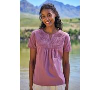 Mountain Warehouse 'Paris' WoMens Embroidered Top Cotton Summer Casual Shirt Purple - Size 14 UK