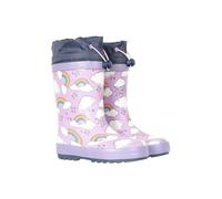 Mountain Warehouse Pattern Winter Junior Wellies - Lightweight Rain Shoes, Easy Clean Kids Wellington Boots, Rubber Outsole - Childrens Footwear for Walking Lilac Kids Shoe Size 8