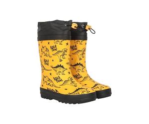 Mountain Warehouse Pattern Winter Junior Wellies - Lightweight Rain Shoes, Easy Clean Kids Wellington Boots, Rubber Outsole - Childrens Footwear for Walking Yellow Kids Shoe Size 9