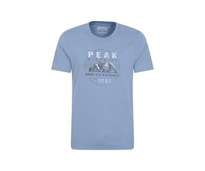 Mountain Warehouse Peak District Mens Short-Sleeved T-Shirt - UV Protect Max, Cotton, Lightweight - Summer Hiking & Outdoors Blue M