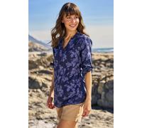 Mountain Warehouse Petra Printed Womens 3/4 Sleeve Shirt - Lightweight, Breathable & Relaxed Fit Cotton Tee Top - for Spring Summer, Outdoors, Holiday & Hiking Navy (Printed) Women's Size 8