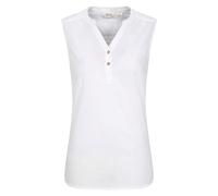 Mountain Warehouse 'Petra' Womens Sleeveless Shirt Button Neck Breathable Everyday Top White Cotton - Size 16 UK