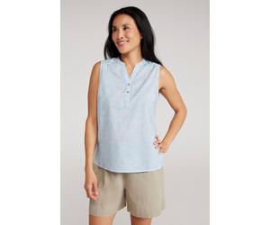 Mountain Warehouse 'Petra' Womens Sleeveless Shirt Cotton Button Neck Summer Top White - Size 8 UK