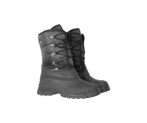 Mountain Warehouse Plough Mens Snow Boots - Breathable Snowboots, Snowproof Mens Boots, Durable Textile, Rubber Outsole Winter Shoes - For Holidays In Cold Weather Black Adult Shoe Size 10