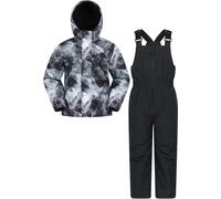Mountain Warehouse Polar Zone Kids Jacket & Salopette Snow Set - Fleeced Lined Ski Set with Pockets, Boys & Girls - Winter Skiing, Sports & Outdoors Dark Grey Kids Size 11-12 Years