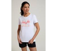 Mountain Warehouse 'postcard Palm' Short Sleeve Cotton T-Shirt Casual Lightweight Top In White White 18