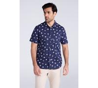 Mountain Warehouse 'Preston Illustration' Mens Shirt Breathable Summer Holiday Top Blue Cotton - Size Large