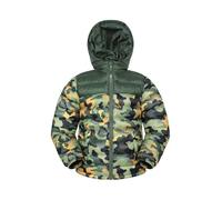 Mountain Warehouse Printed Seasons Kids Padded Jacket - Water Resistant Puffer Coat, Lightweigh, Elasticised Cuffs, Boys & Girls - Autumn, Winter Dark Khaki (Printed) Kids Size 7-8 Years