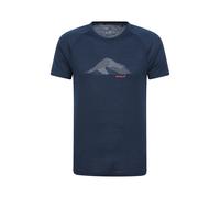 Mountain Warehouse 'Quest' Mens Merino Printed Graphic T-Shirt Casual Short Sleeve Crew Tee Top Dark Blue - Size 2XS
