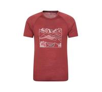 Mountain Warehouse Quest Mens Merino Printed T-Shirt - Front Print Casual Tee, Soft Merino Blend Top, Antibacterial, Quick Dry - Best for Outdoors, Hiking & Travelling Burgundy XL
