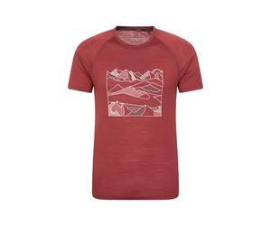 Mountain Warehouse Quest Mens Merino Printed T-Shirt - Front Print Casual Tee, Soft Merino Blend Top, Antibacterial, Quick Dry - Best for Outdoors, Hiking & Travelling Burgundy 4XL